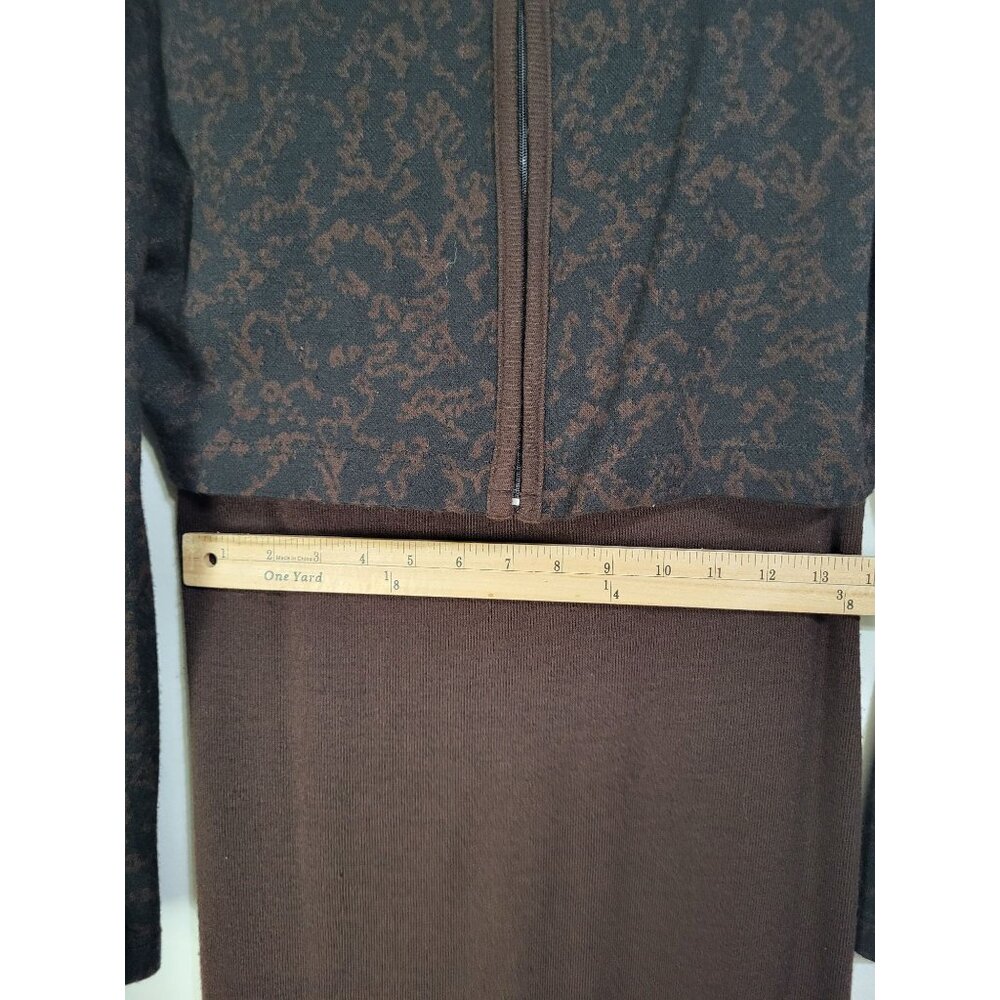 VTG MHM Melissa Harper Mock Sweater Dress Long Grunge Skater 90s Brown Black - Picture 10 of 11